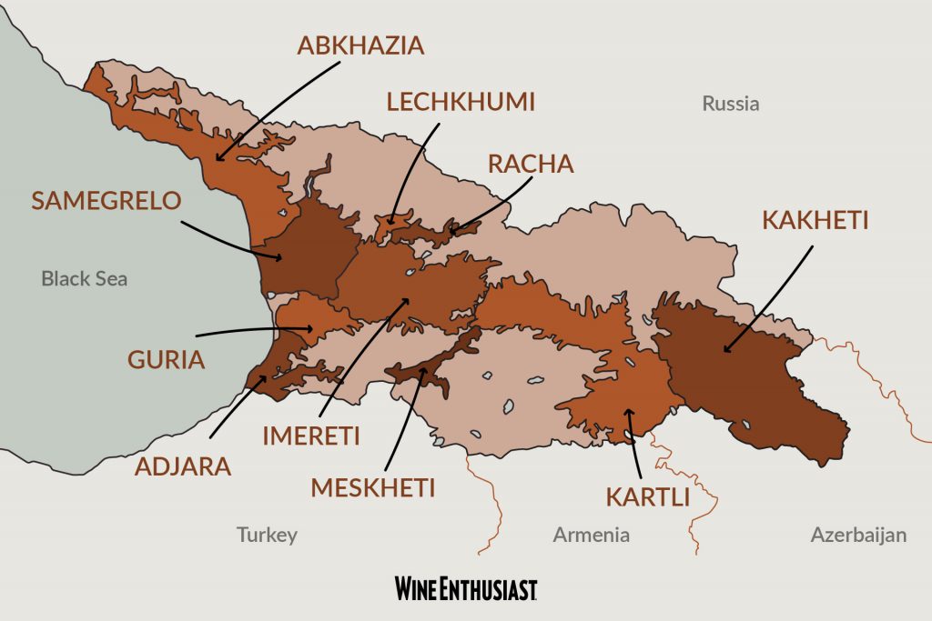 格鲁吉亚葡萄酒产区地图
